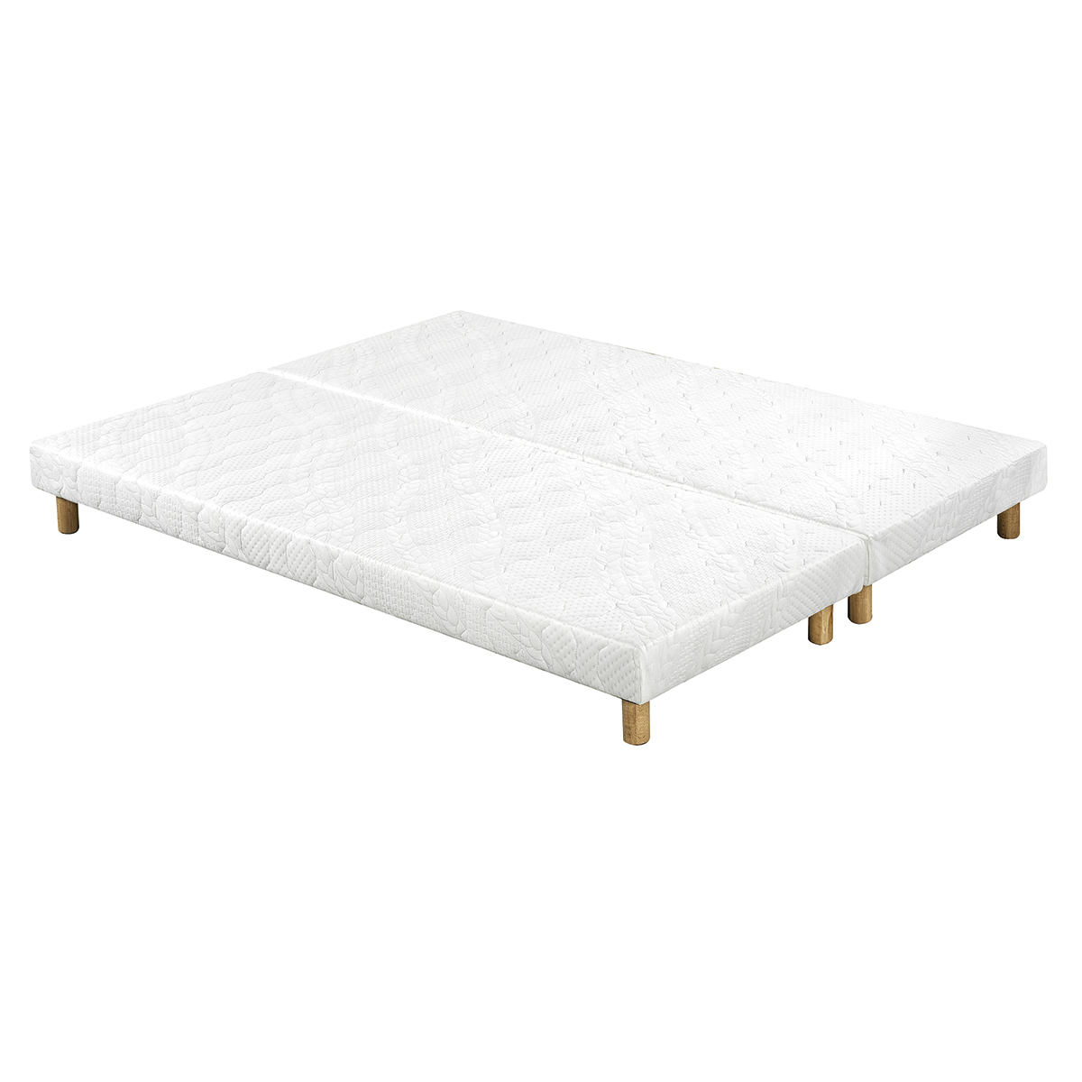 Set de 2 somieres tapizados en blanco con patas de madera 80 × 200 cm JAMI