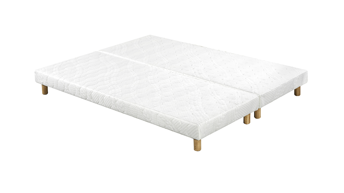 Set de 2somieres tapizados en blanco con patas de madera 80נ200cm JAMI