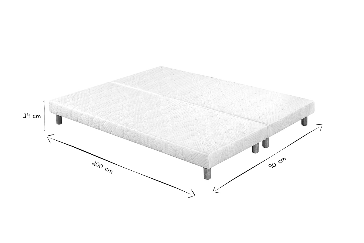 Set de 2somieres tapizados en blanco con patas de madera 90נ200cm JAMI