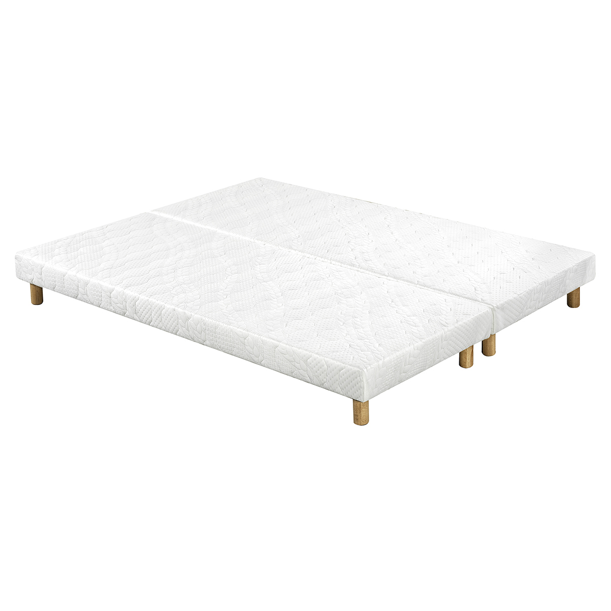 Set de 2 somieres tapizados en blanco con patas de madera 90 × 200 cm JAMI