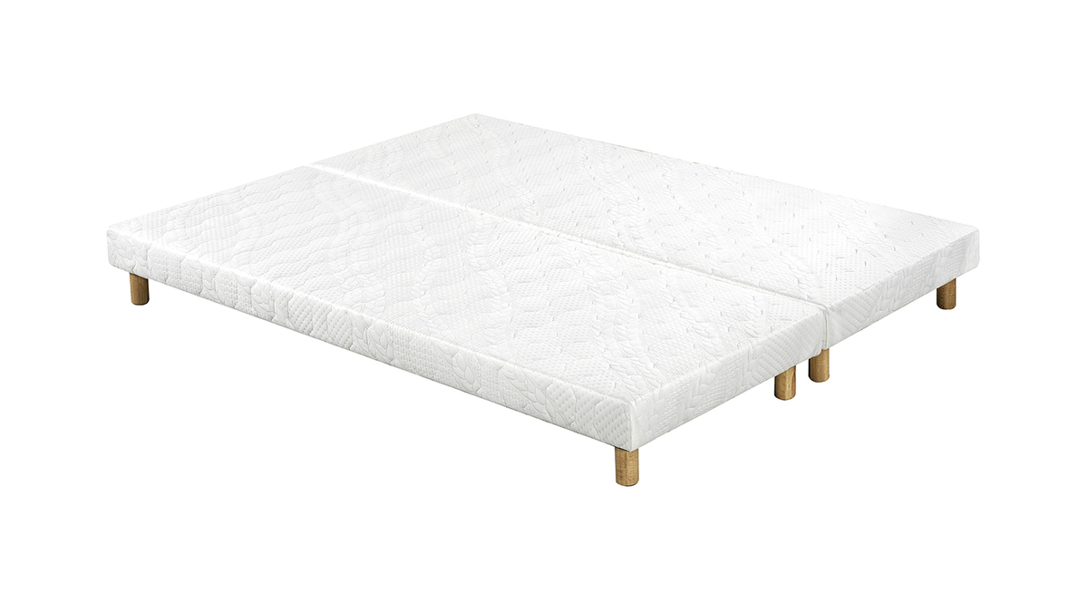 Set de 2somieres tapizados en blanco con patas de madera 90נ200cm JAMI