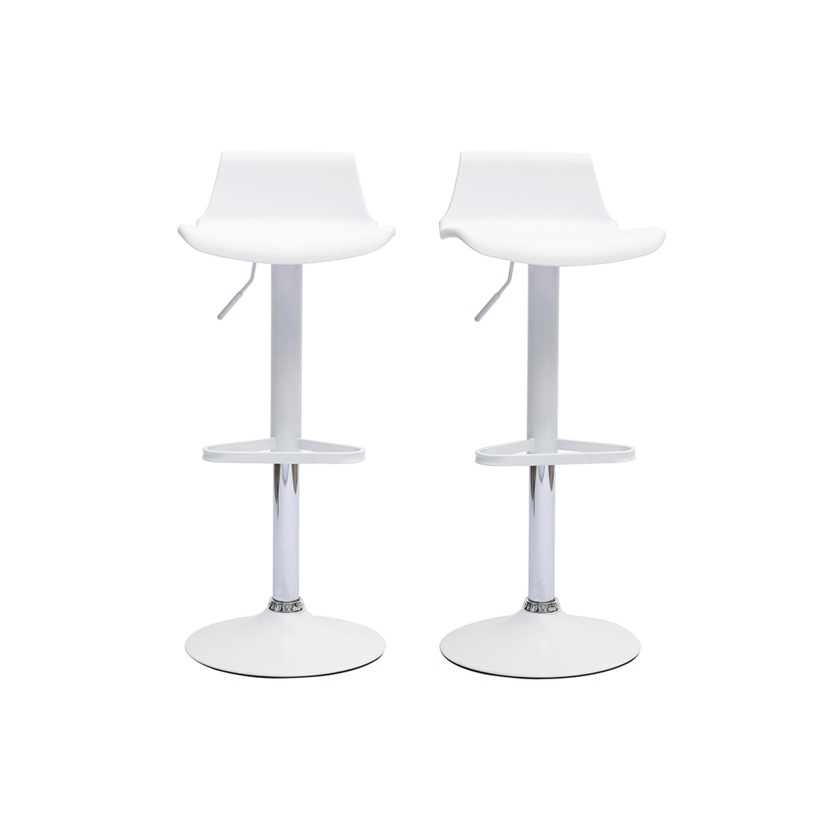 Set de 2 taburetes de cocina de diseño blancos ajustables 360º KRONOS