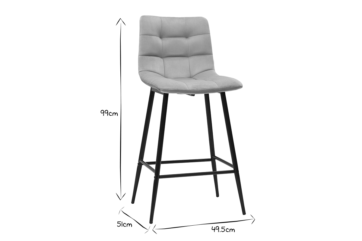 Set de 2 taburetes de cocina de diseo de terciopelo topo 65cm MAXWELL