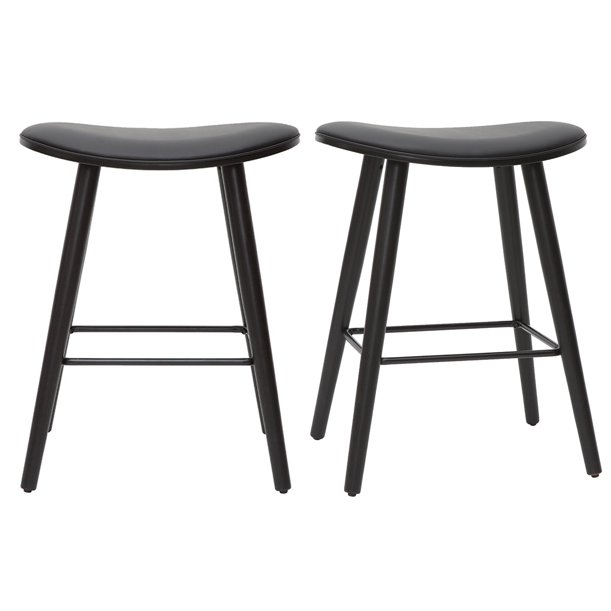 Set de 2 taburetes de cocina de diseño negro 65 cm MEADOW