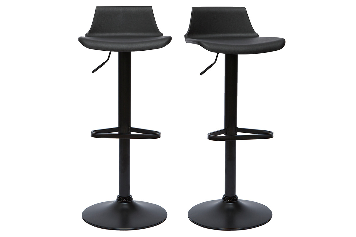 Set de 2 taburetes de cocina de diseo negro ajustables 360 KRONOS