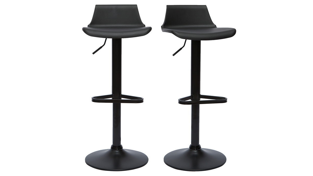 Set de 2 taburetes de cocina de diseo negro ajustables 360 KRONOS