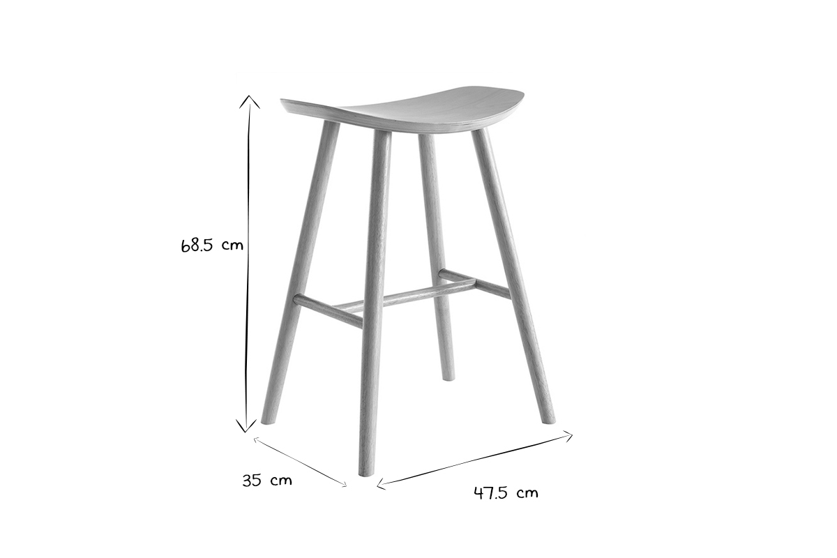 Set de 2 taburetes de cocina de madera clara 65cm DEMORY