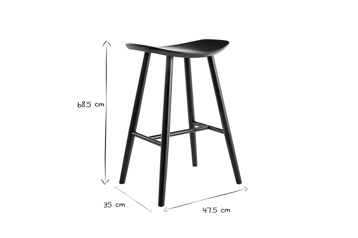 Set de 2 taburetes de cocina negros 65cm DEMORY