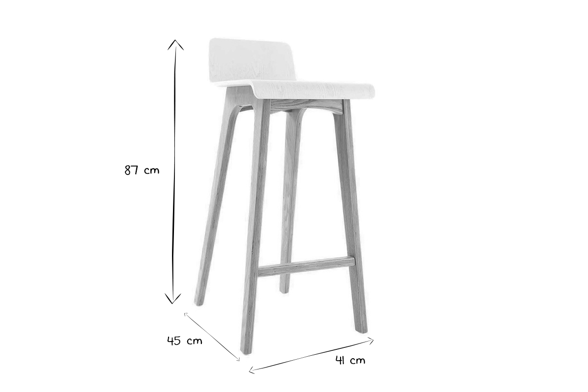 Set de 2 taburetes de cocina nrdicos blancos y madera clara 75cm BALTIK