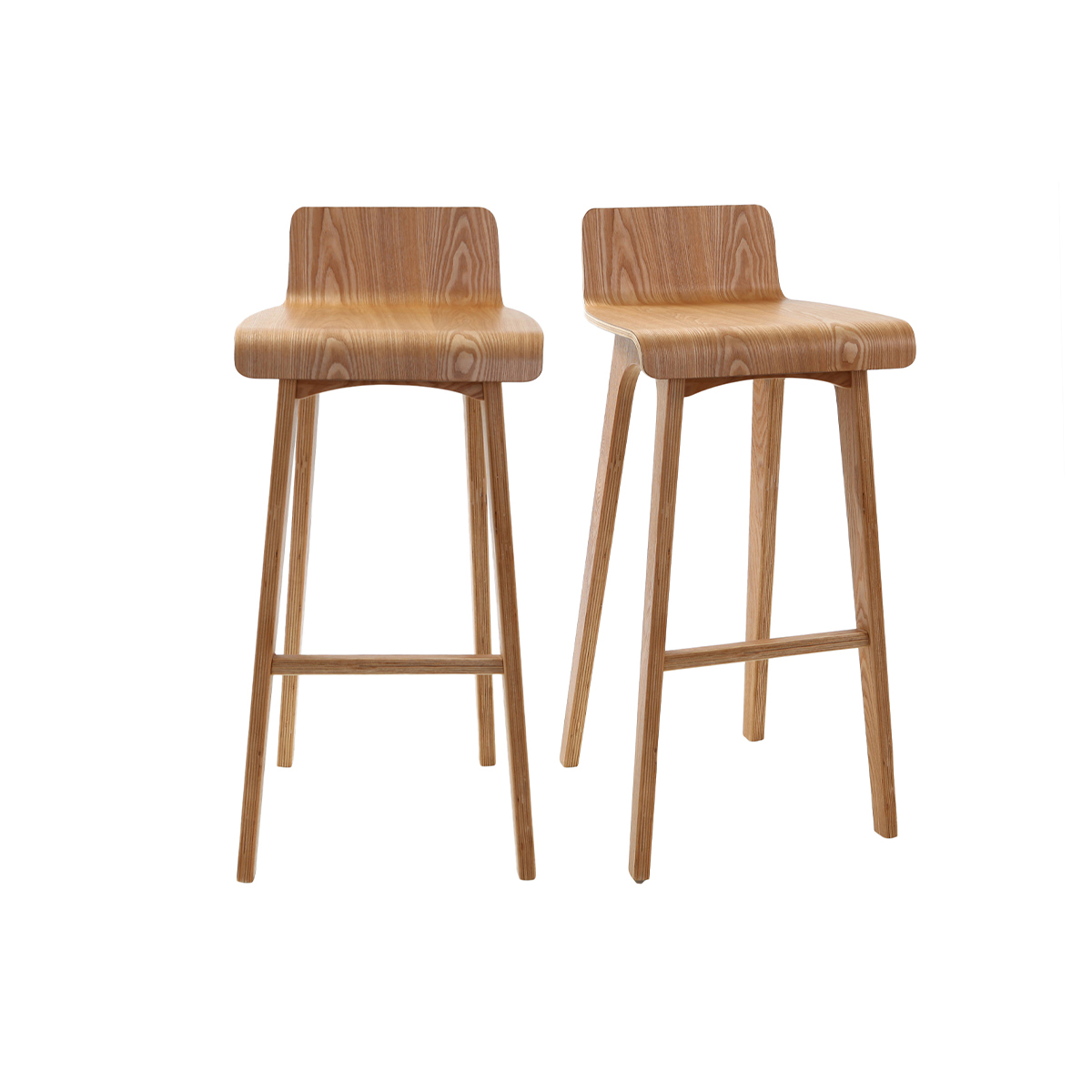 Set de 2 taburetes de cocina nórdicos de madera clara 75 cm BALTIK