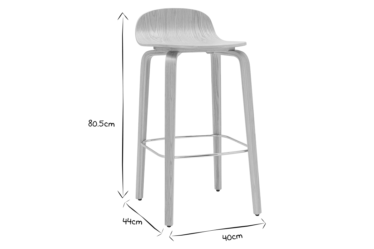 Set de 2 taburetes de cocina nrdicos de madera de roble 68 cm OBRA