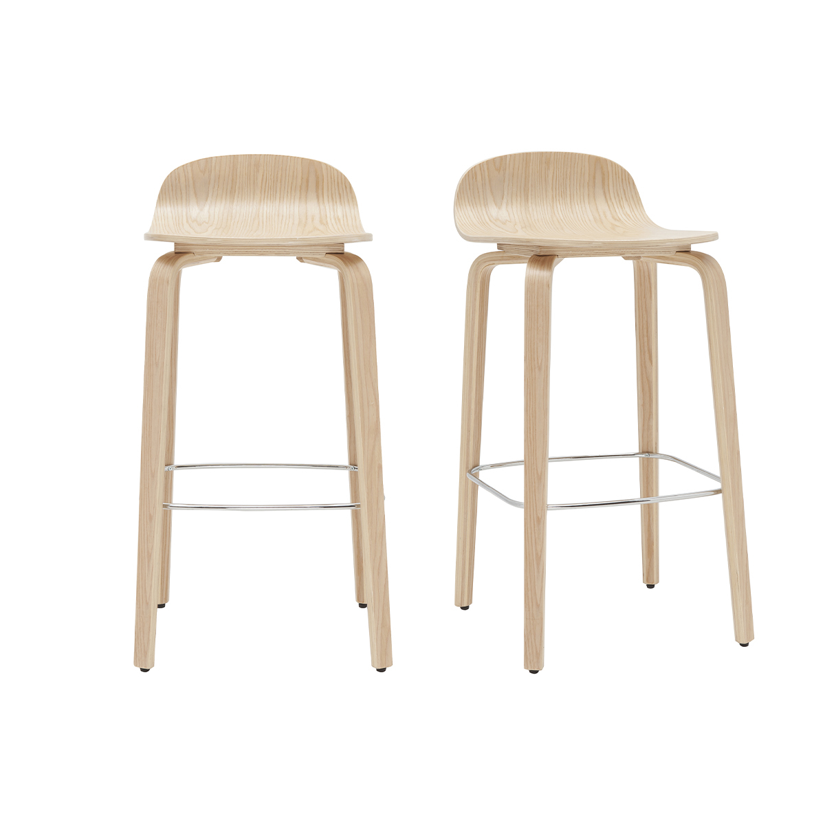 Set de 2 taburetes de cocina nórdicos de madera de roble 68 cm OBRA