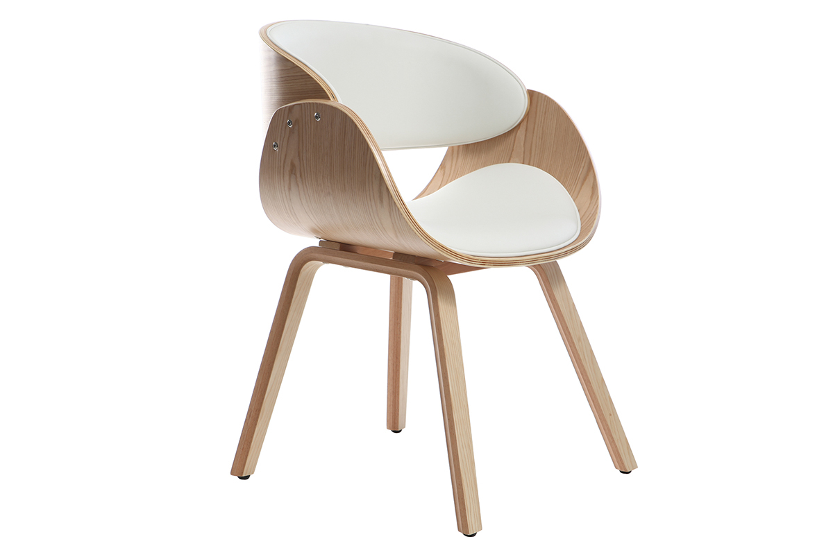 Silla blanca y madera clara BENT