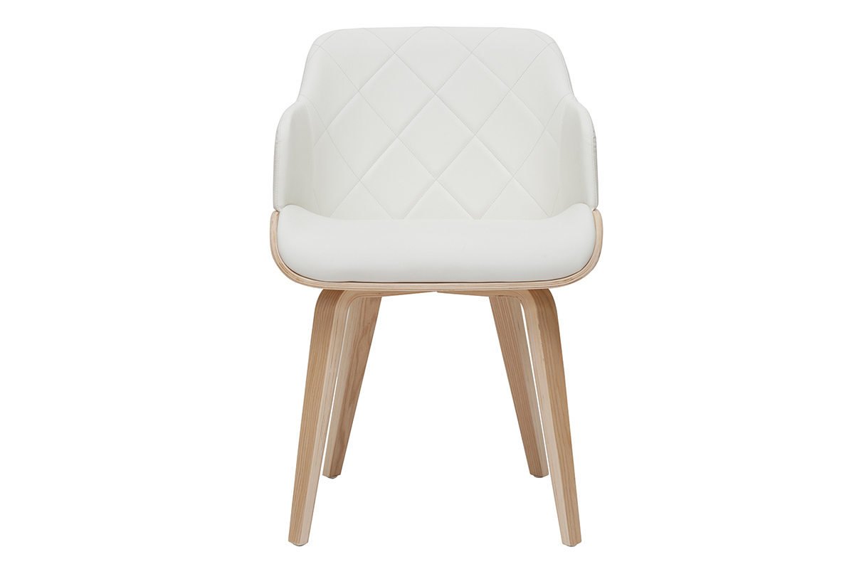 Silla de diseo blanca y de madera clara LUCIEN