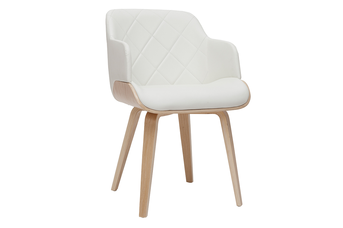 Silla de diseo blanca y de madera clara LUCIEN