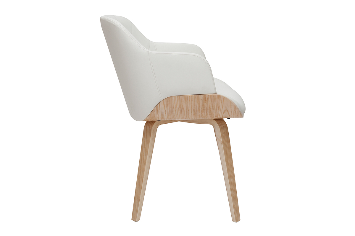 Silla de diseo blanca y de madera clara LUCIEN