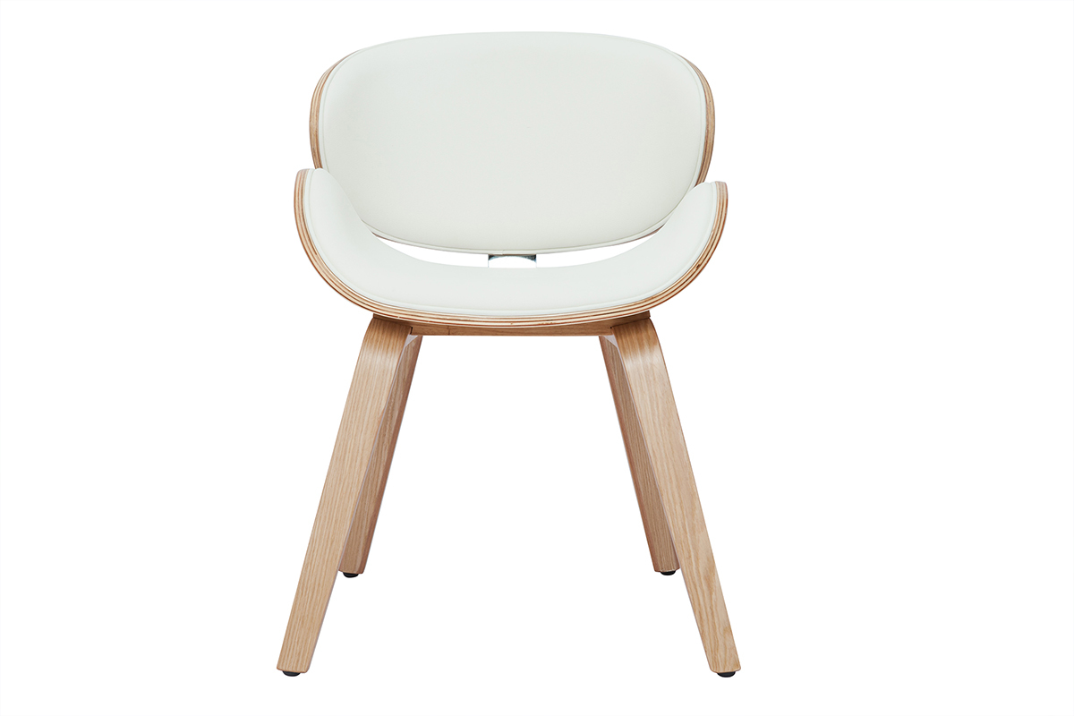 Silla de diseo blanca y madera clara WALNUT