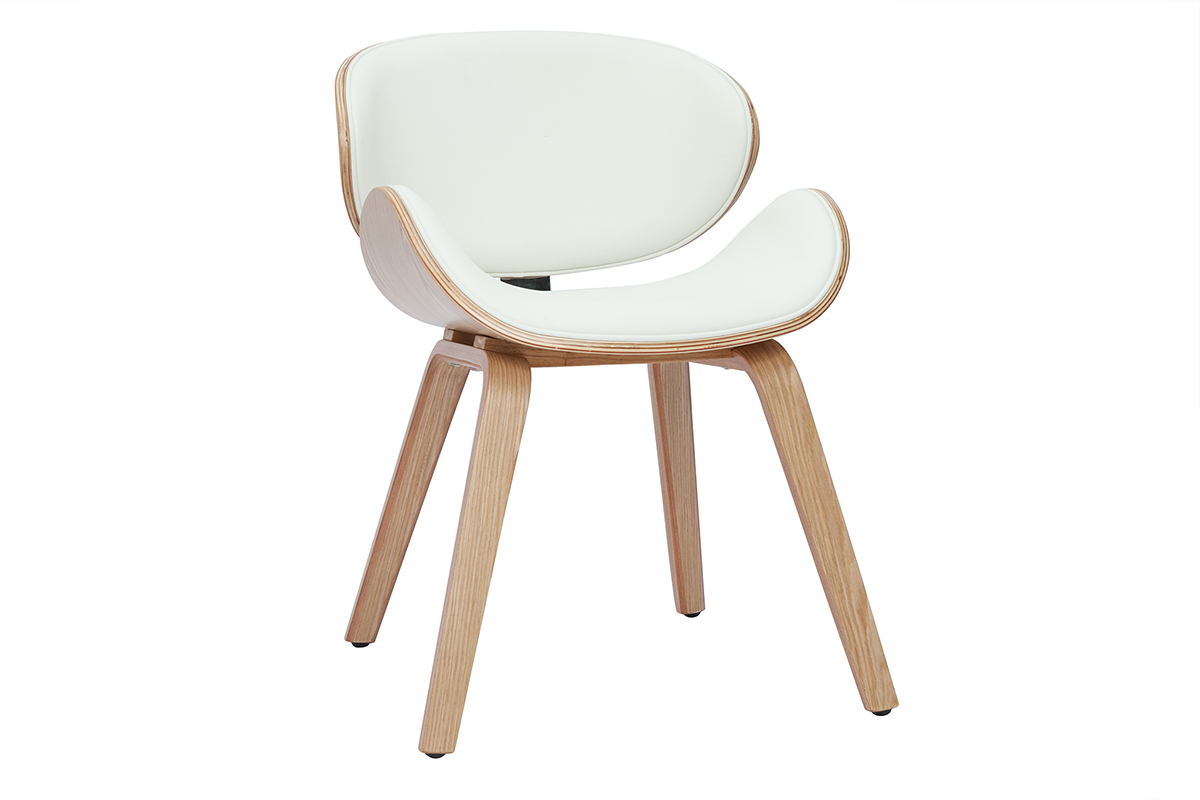 Silla de diseo blanca y madera clara WALNUT