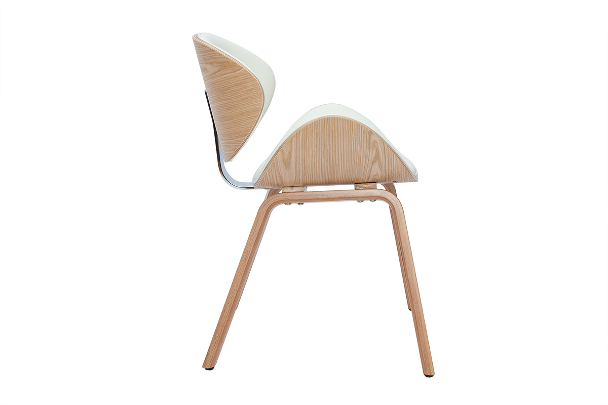 Silla de diseo blanca y madera clara WALNUT