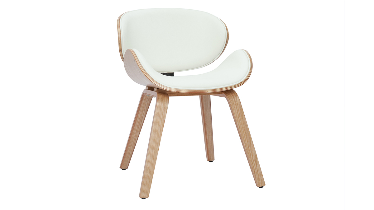 Silla de diseo blanca y madera clara WALNUT