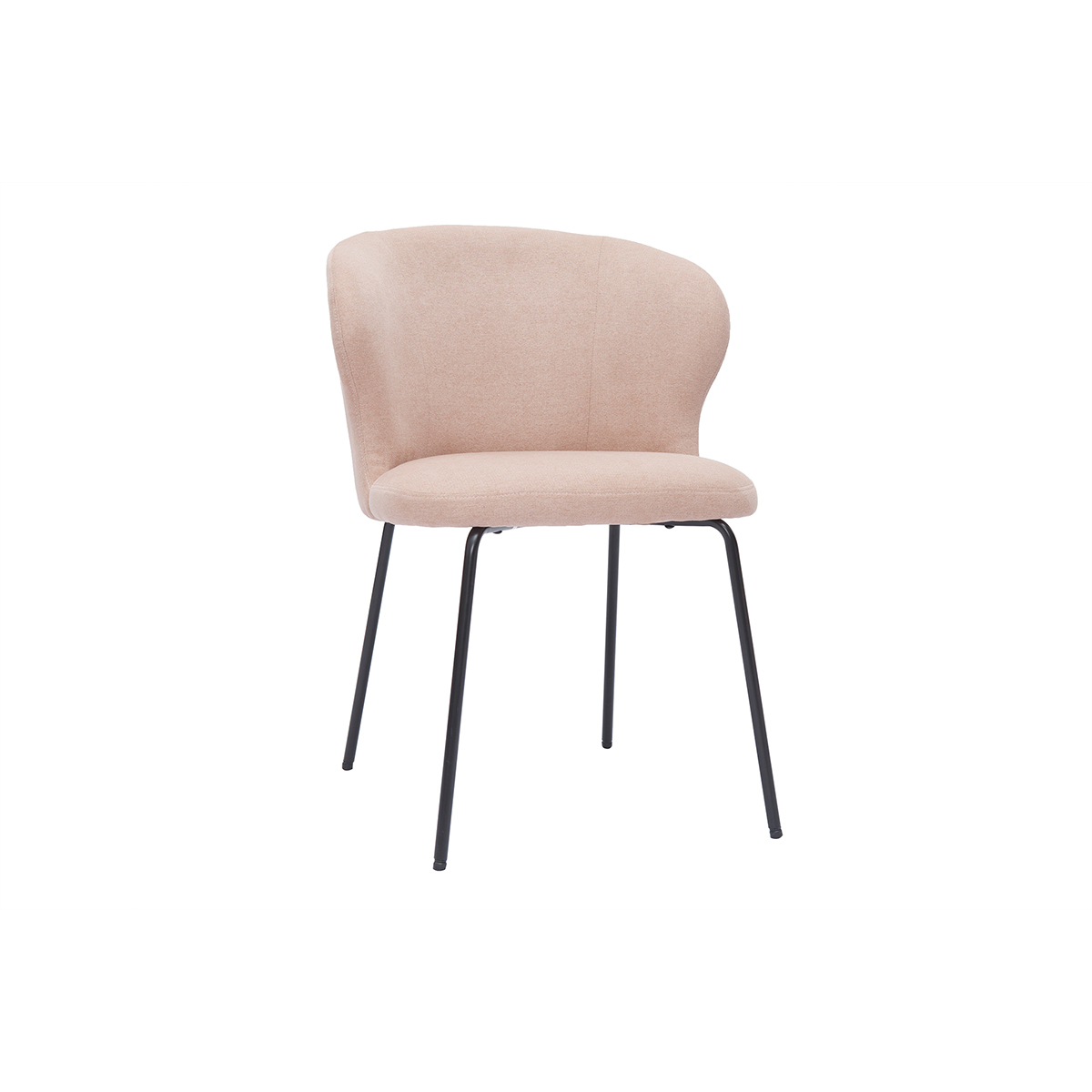 Silla de diseño de tela efecto aterciopelado rosa palo y metal negro YDA