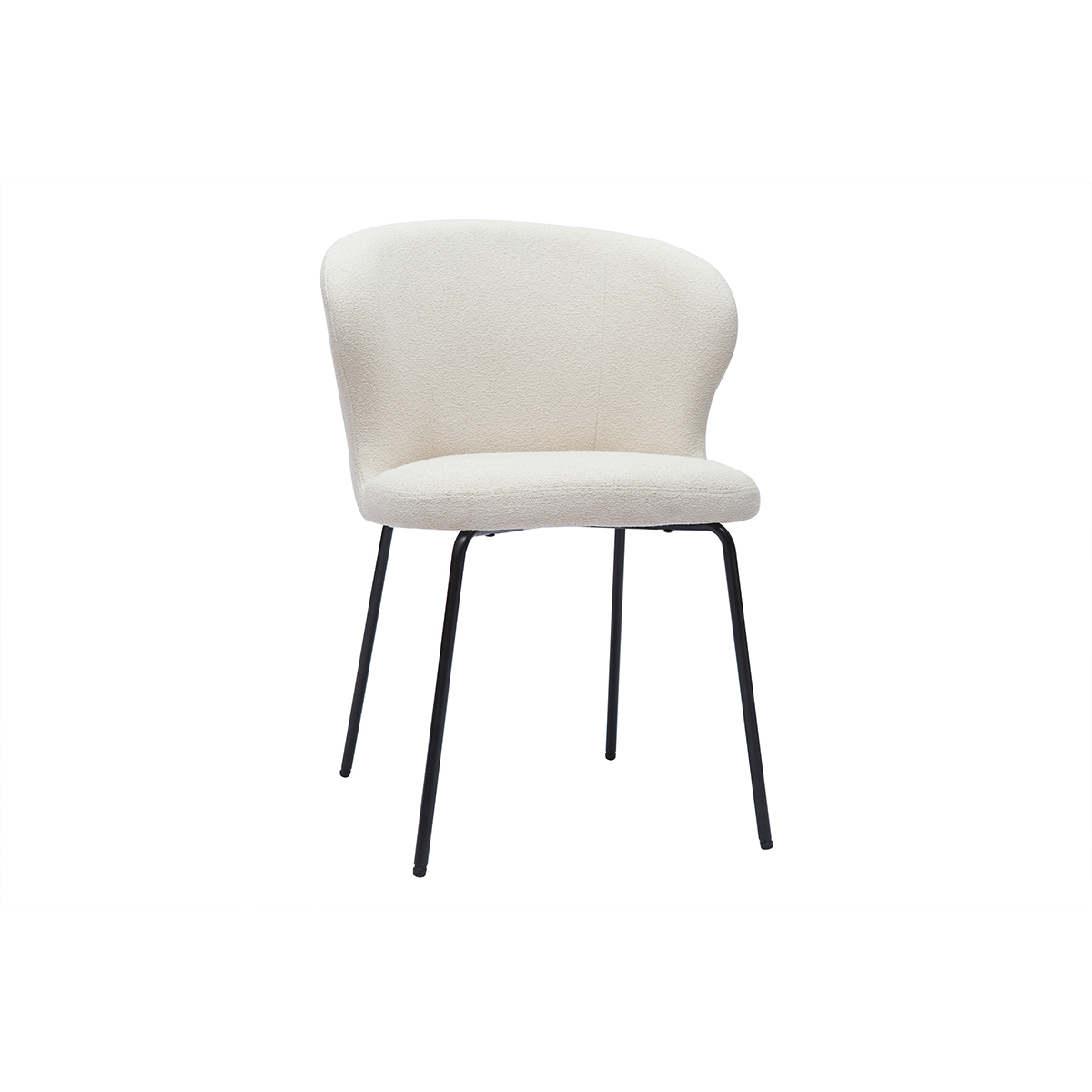 Silla de diseño en tejido borreguillo blanco y metal negro YDA