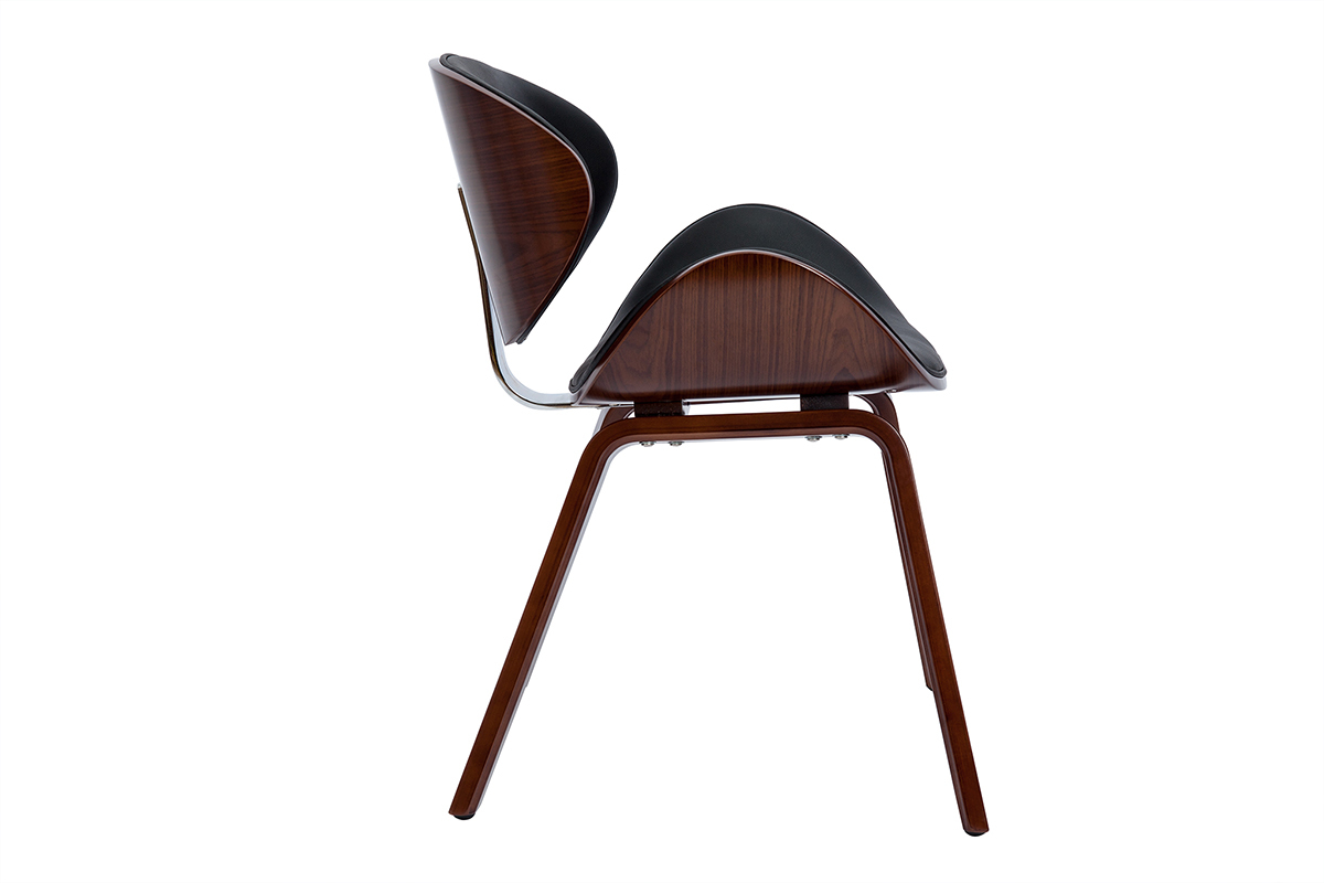 Silla de diseo negra y madera oscura WALNUT