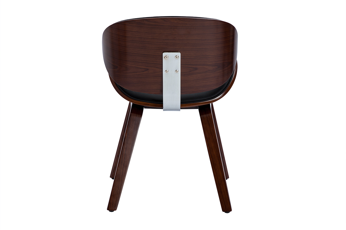 Silla de diseo negra y madera oscura WALNUT