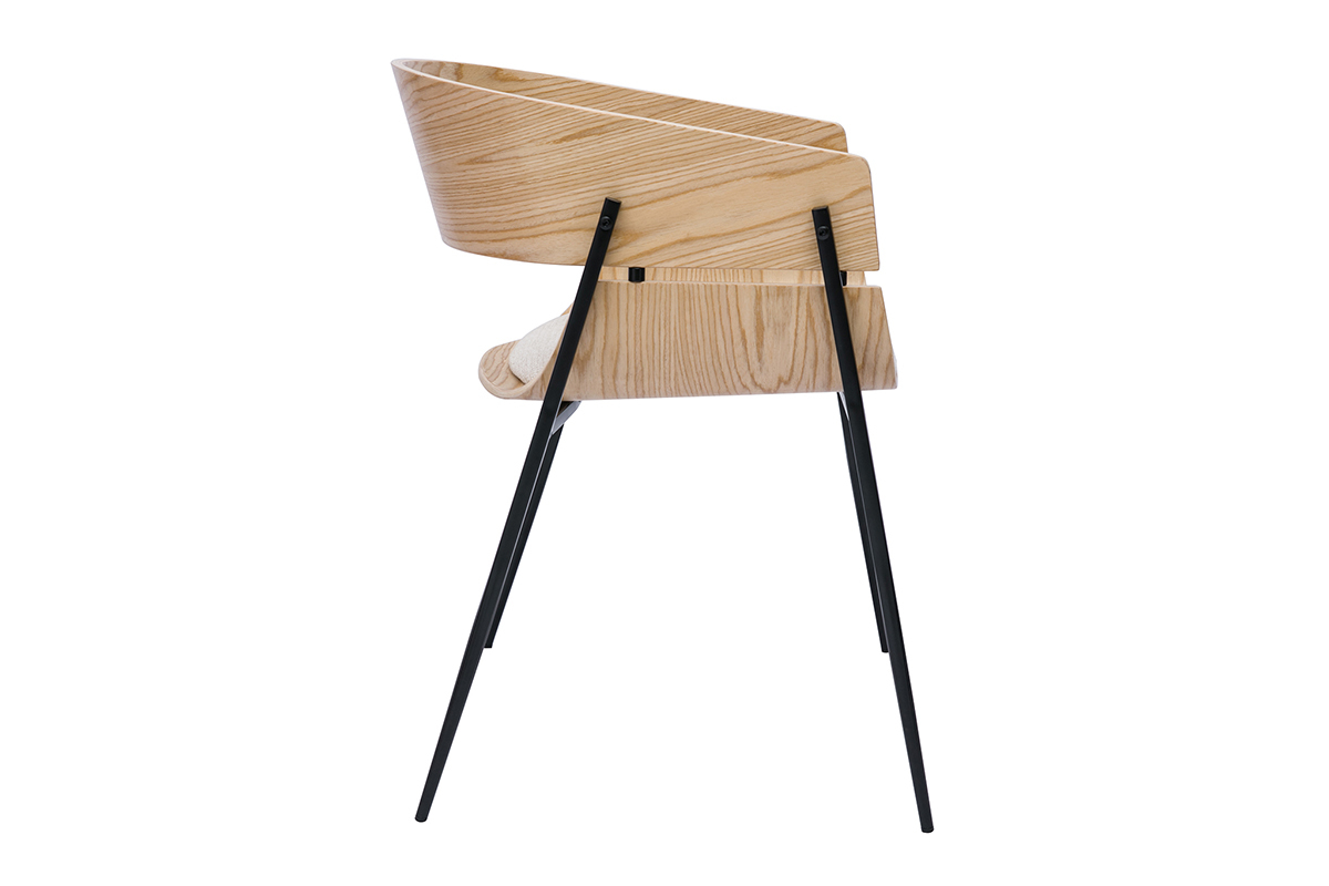 Silla de diseo negra y madera oscura WESS