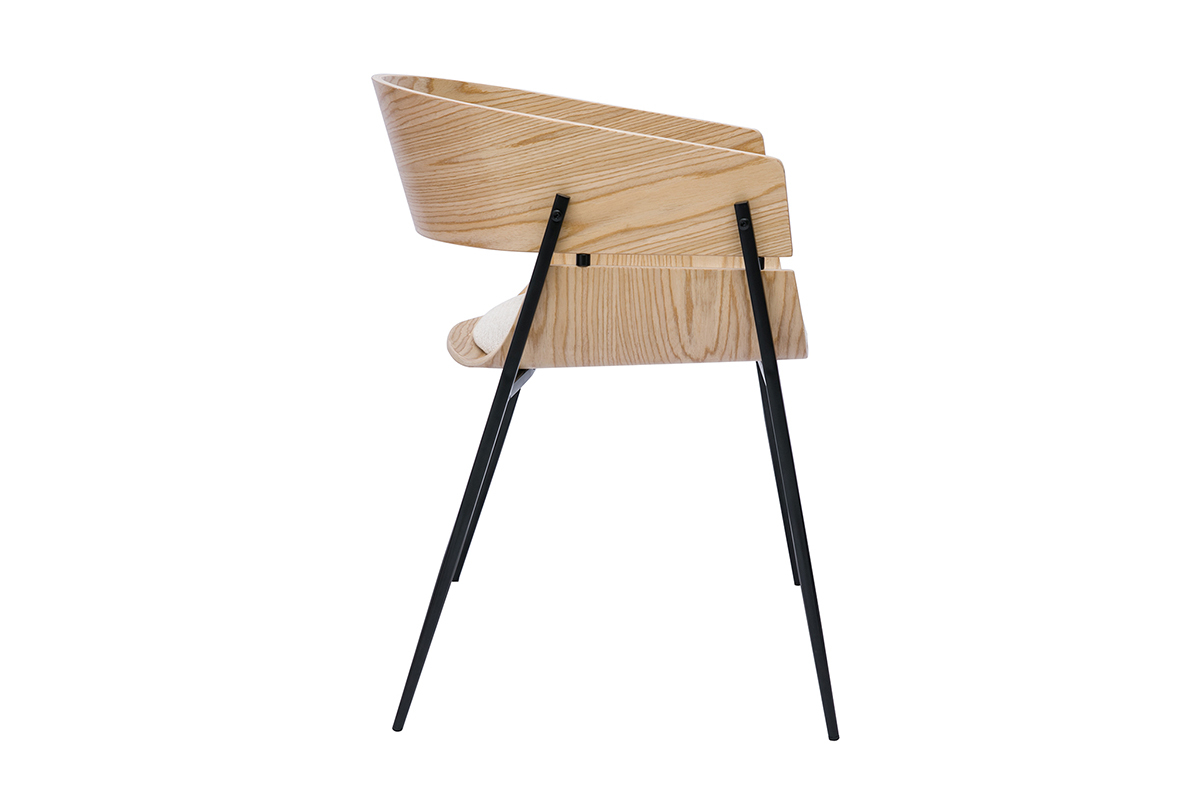 Silla de diseo negra y madera oscura WESS