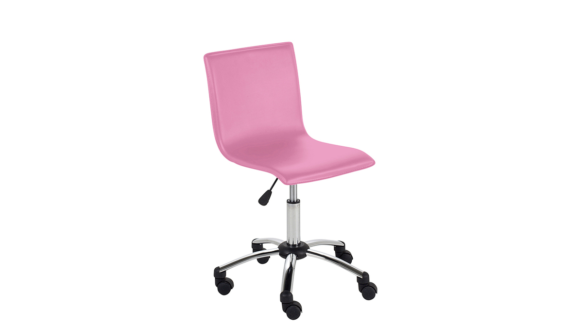 Silla de escritorio con ruedas para nia PVC rosa BAXY