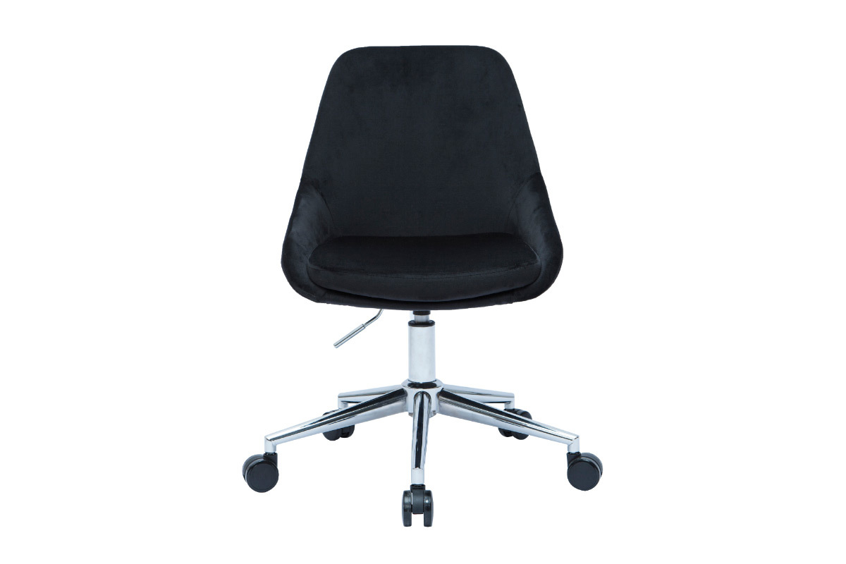 Silla de escritorio de diseo ajustable 360 de terciopelo negro y acero cromado HOLO