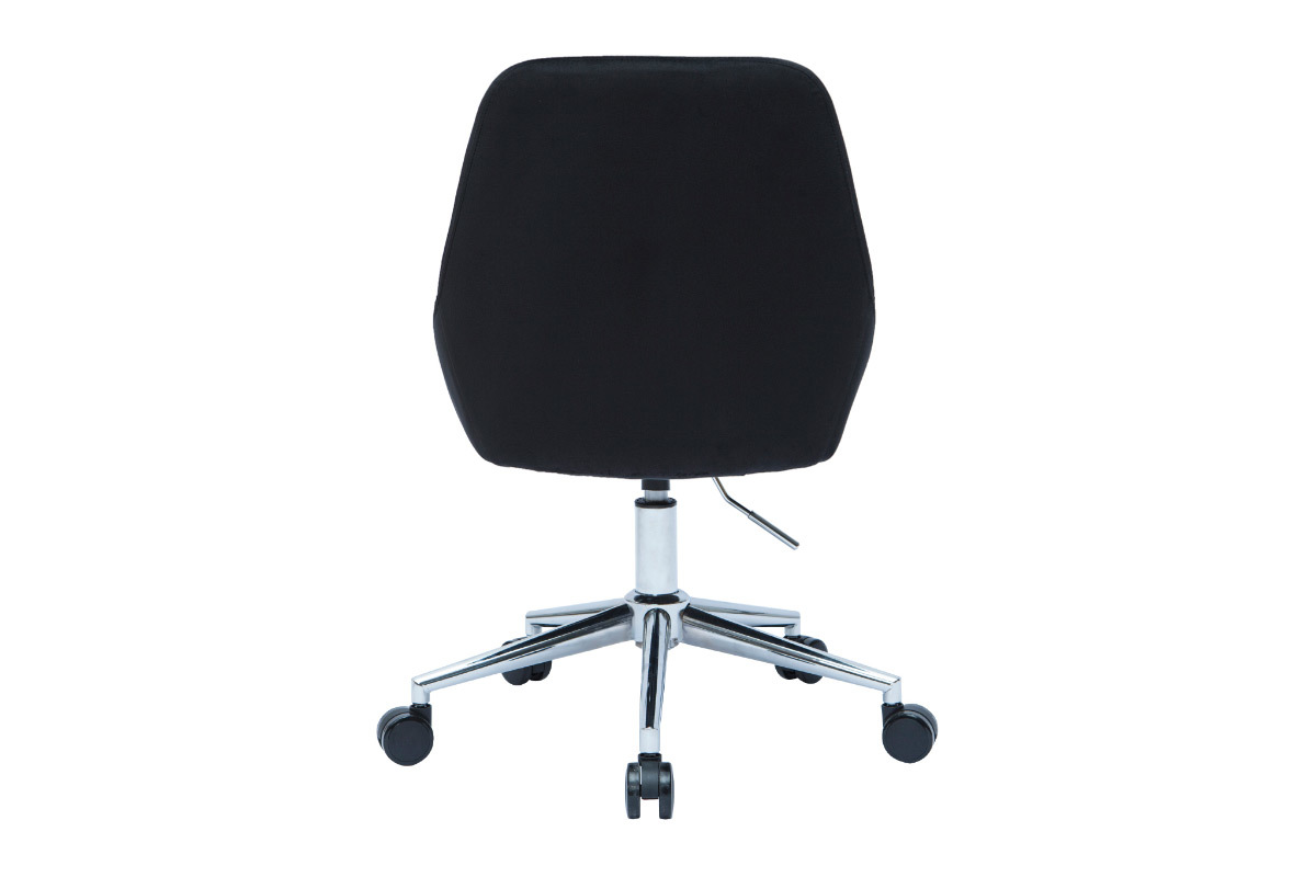 Silla de escritorio de diseo ajustable 360 de terciopelo negro y acero cromado HOLO