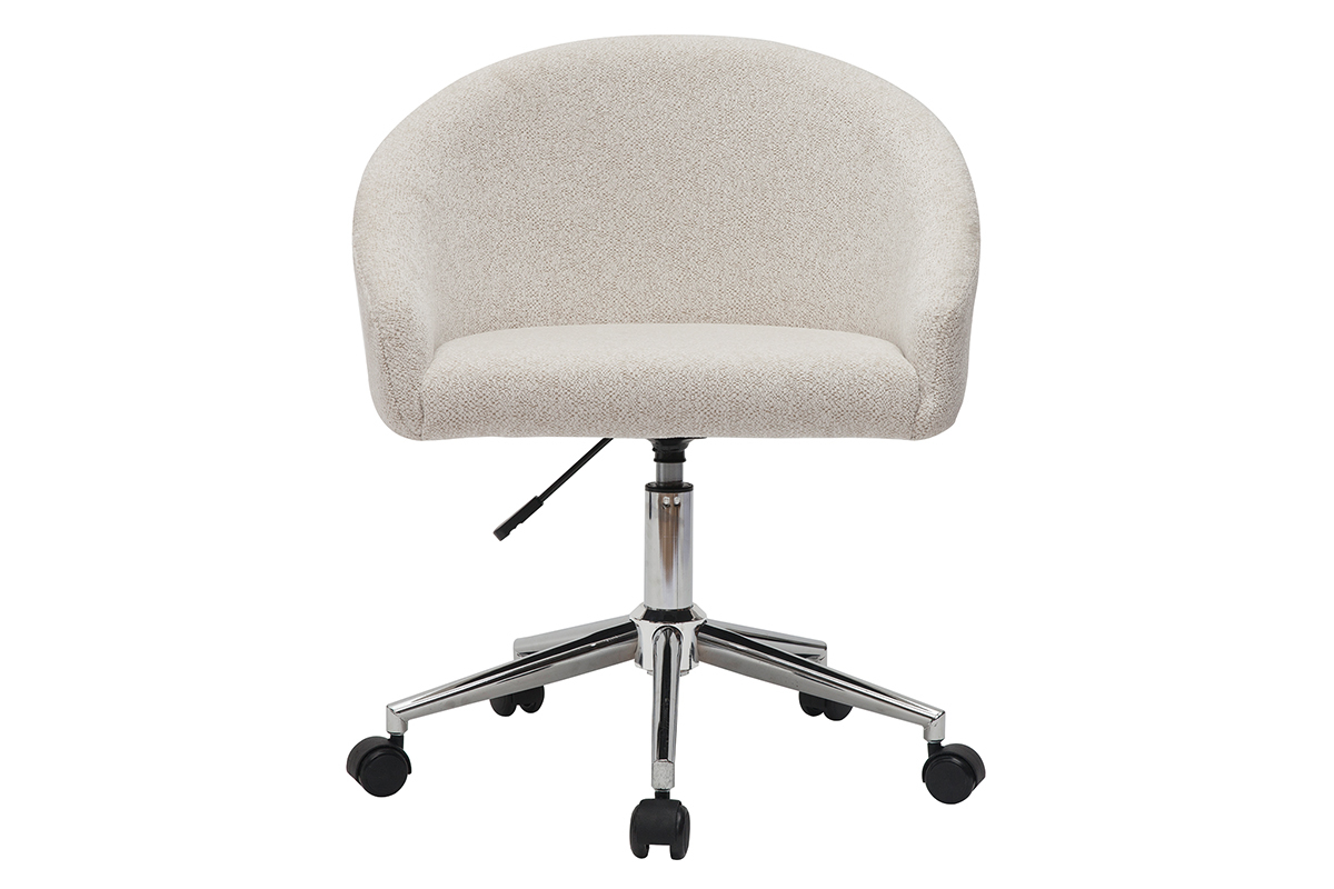 Silla de escritorio de diseo de terciopelo chenilla beige con ruedas RAVEN