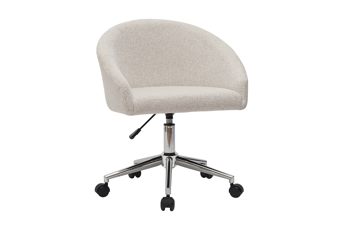 Silla de escritorio de diseo de terciopelo chenilla beige con ruedas RAVEN