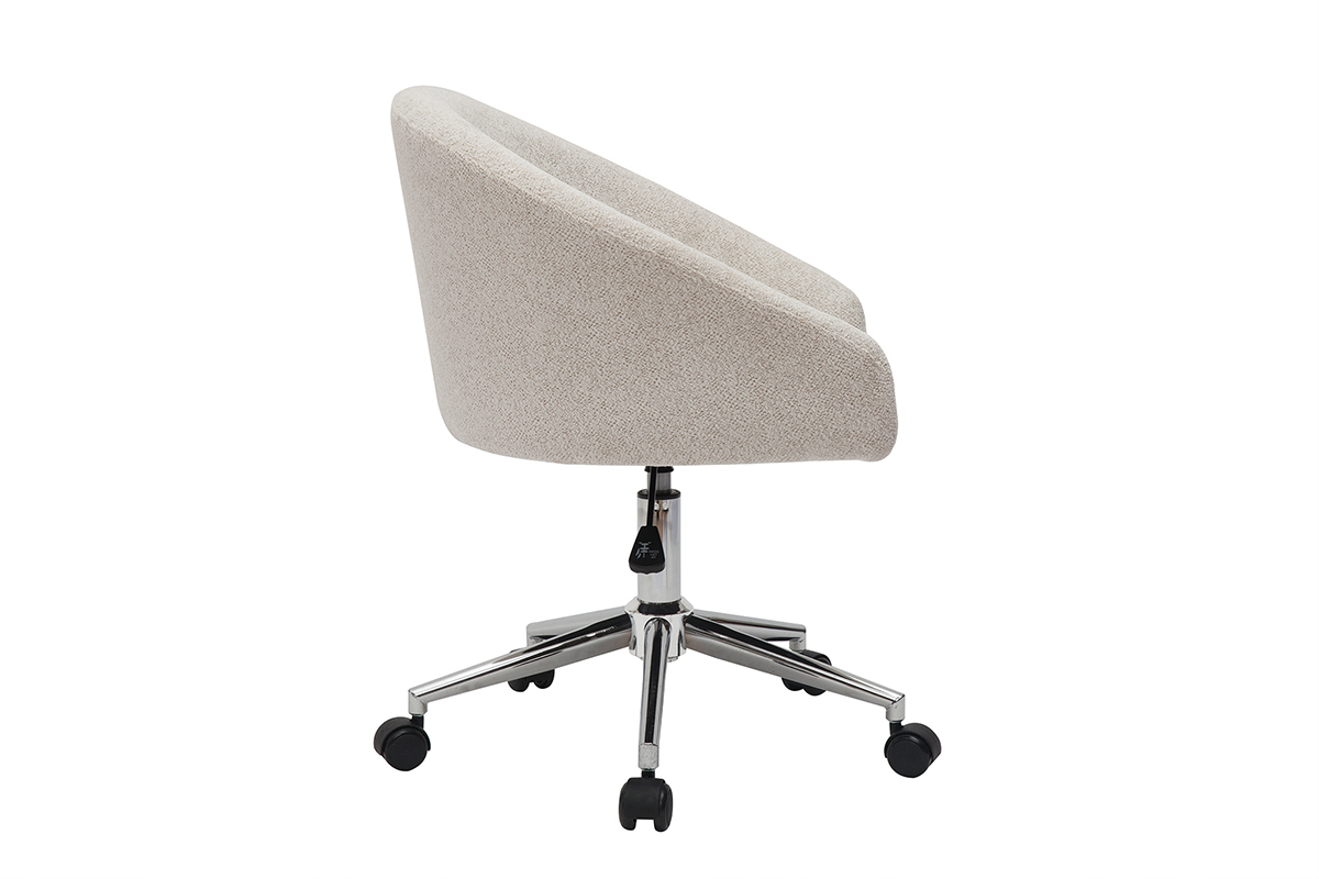 Silla de escritorio de diseo de terciopelo chenilla beige con ruedas RAVEN