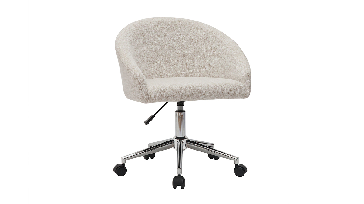 Silla de escritorio de diseo de terciopelo chenilla beige con ruedas RAVEN