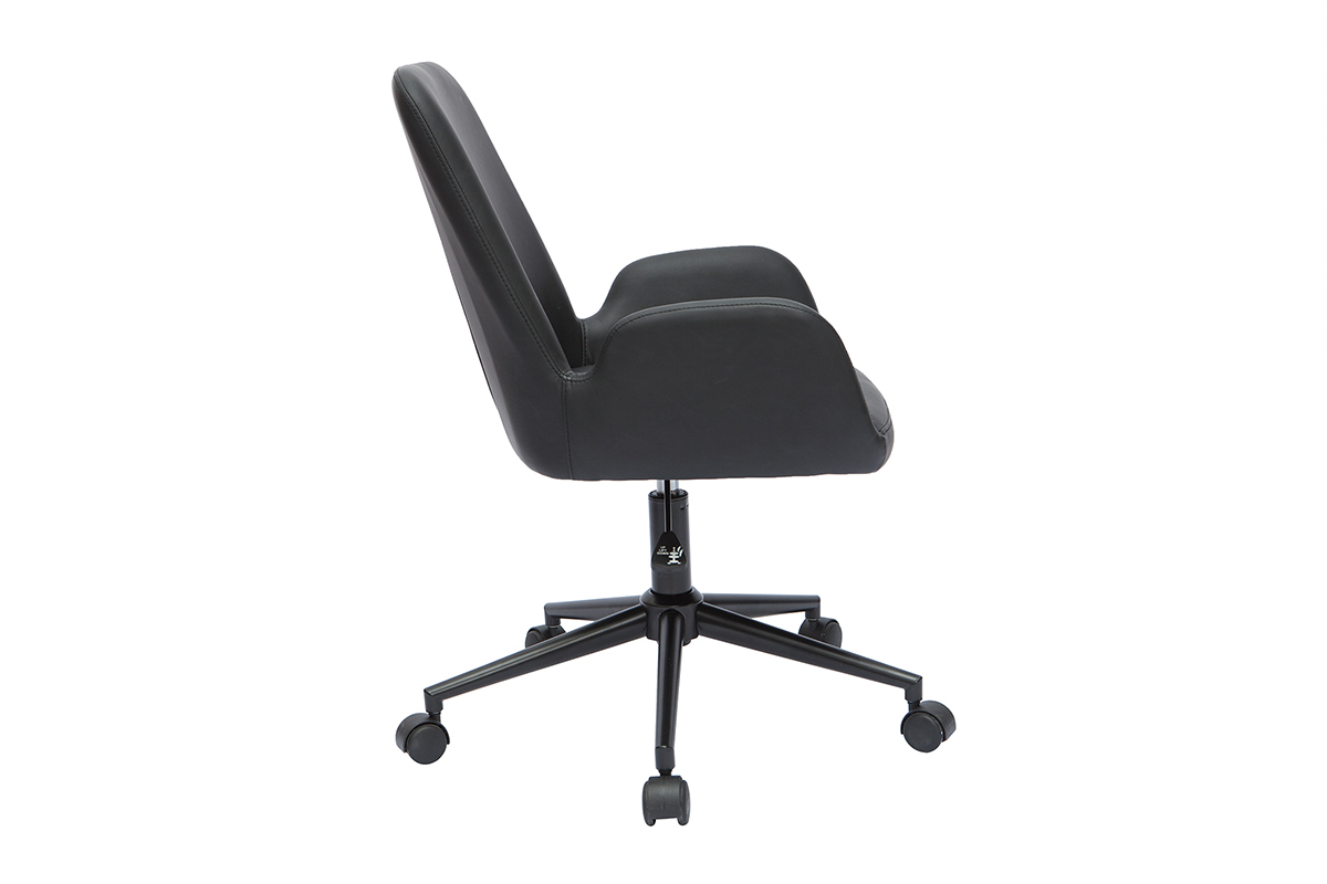 Silla de escritorio de poliuretano negro y metal negro ALBAN