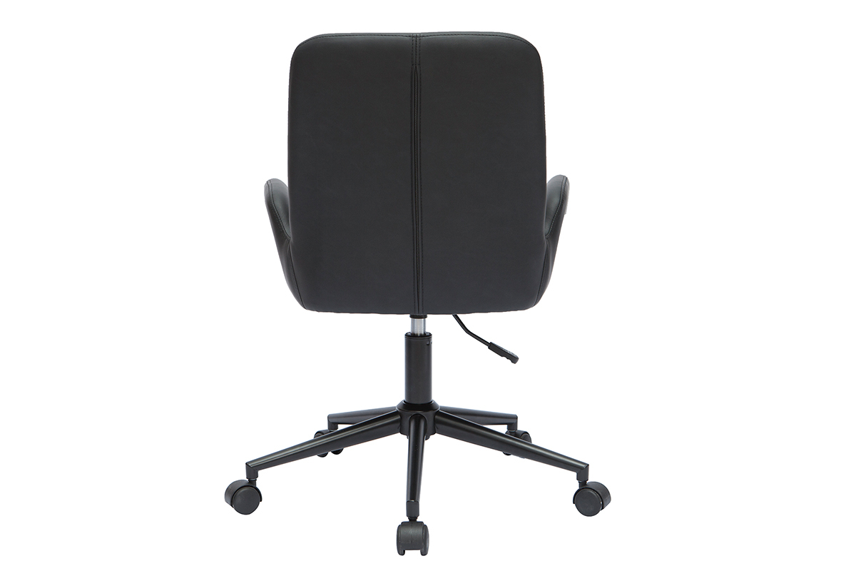 Silla de escritorio de poliuretano negro y metal negro ALBAN