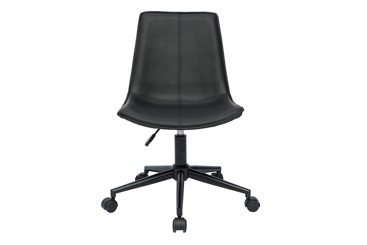 Silla de escritorio de poliuretano negro y metal negro LISON