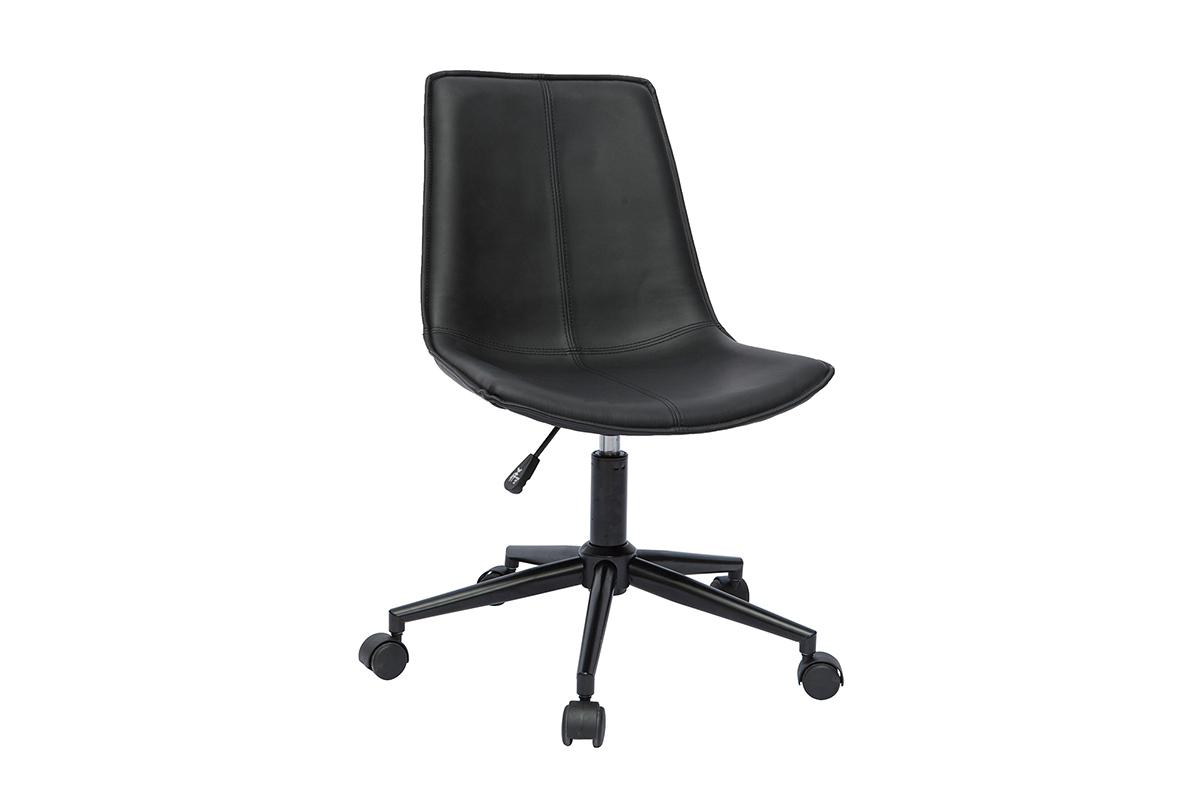 Silla de escritorio de poliuretano negro y metal negro LISON