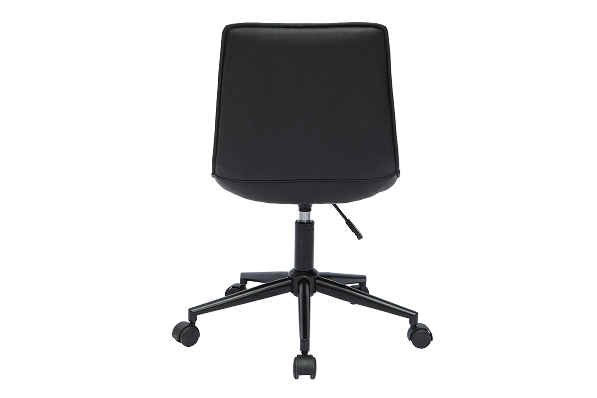 Silla de escritorio de poliuretano negro y metal negro LISON