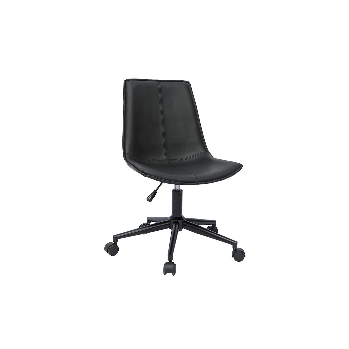 Silla de escritorio de poliuretano negro y metal negro LISON