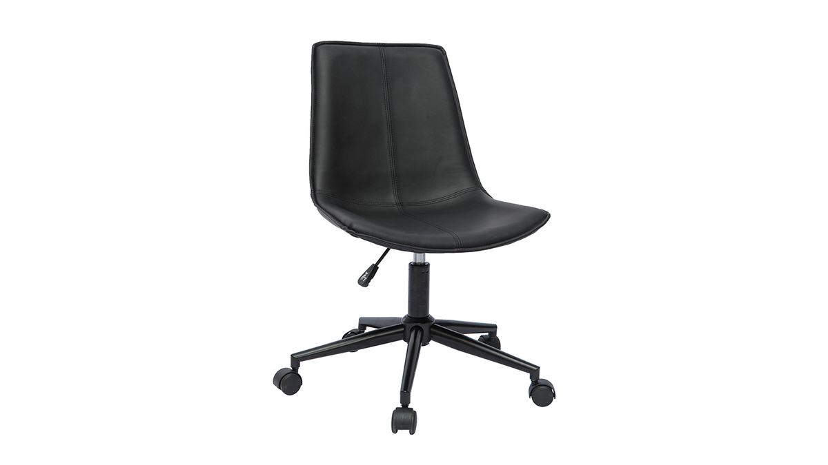 Silla de escritorio de poliuretano negro y metal negro LISON