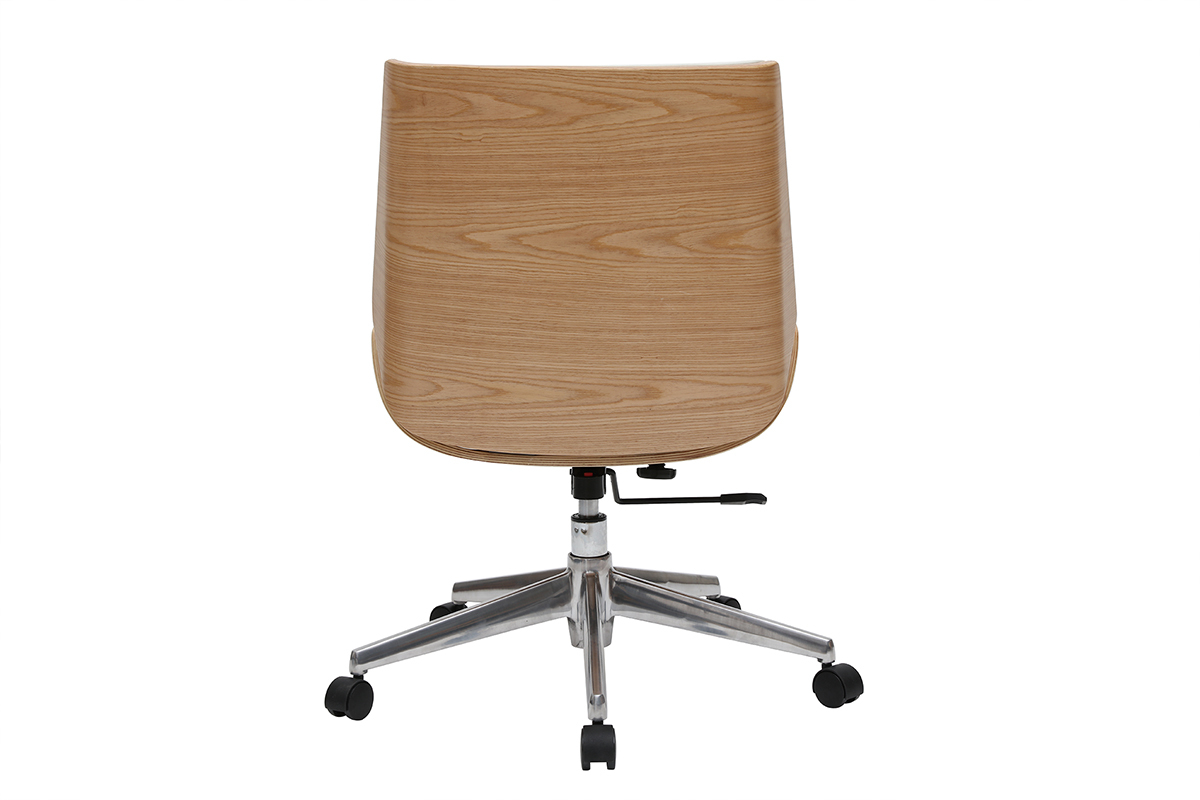 Silla de escritorio madera clara y blanca CURVED