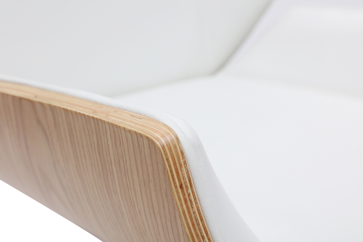 Silla de escritorio madera clara y blanca CURVED