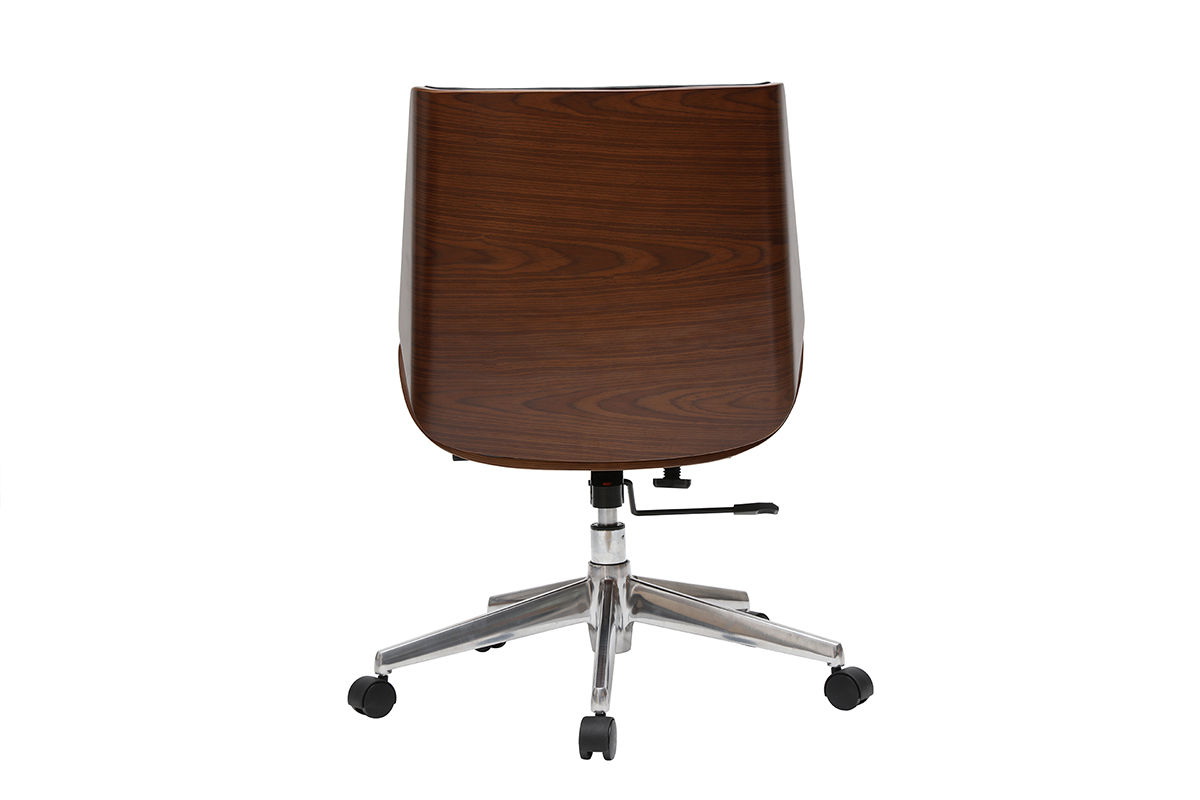 Silla de escritorio madera oscura y negra CURVED