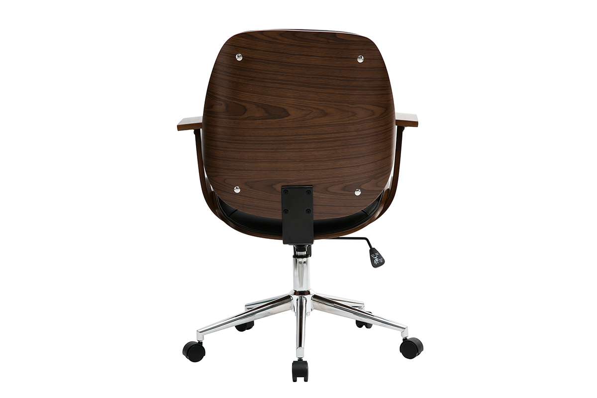 Silla de escritorio moderna negro y madera oscura YORKE