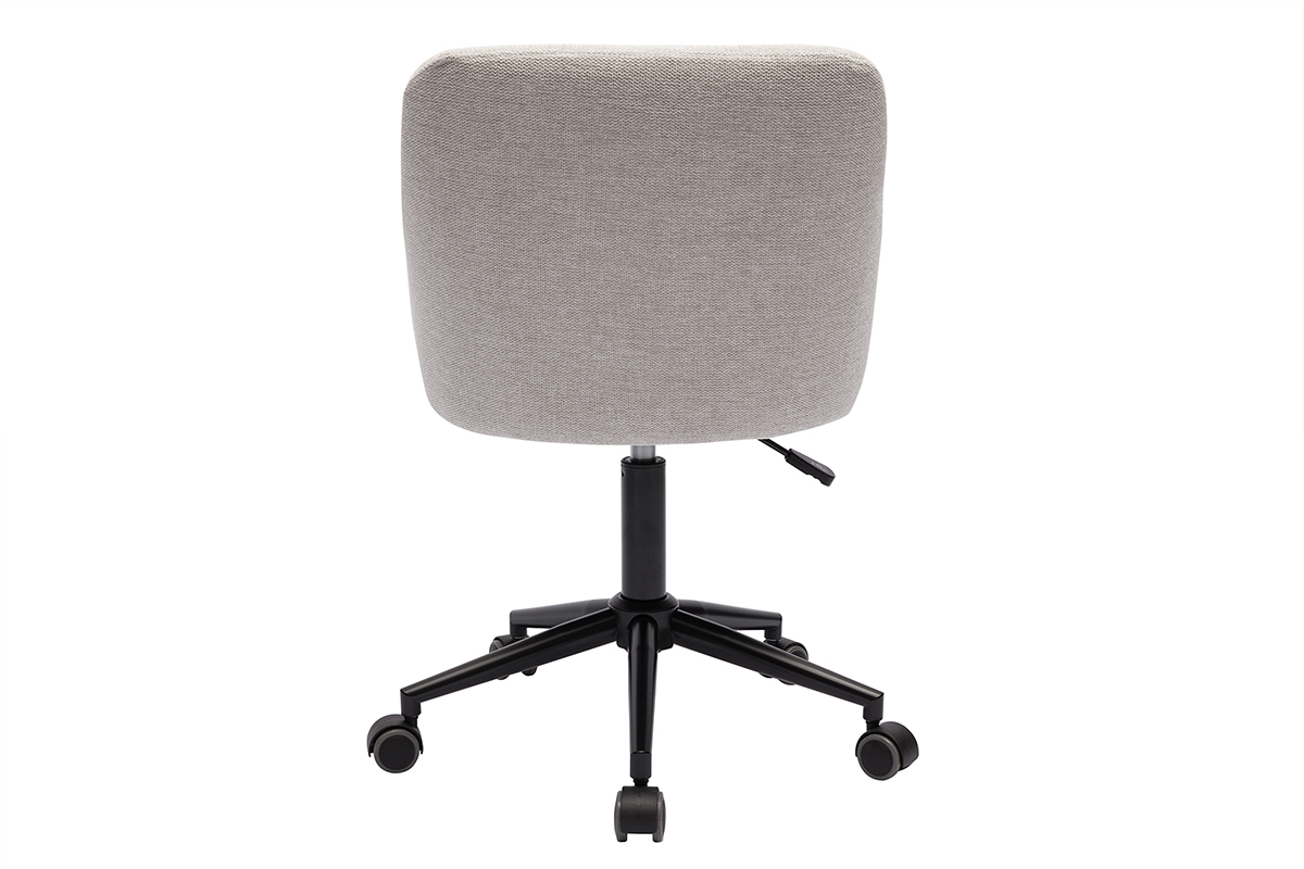 Silla de oficina acolchada con ruedas de tela de terciopelo texturizado beige y metal negro BALTIK