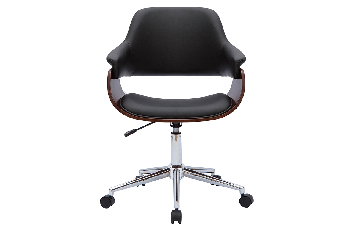 Silla de oficina moderna negra con madera oscura HANSEN